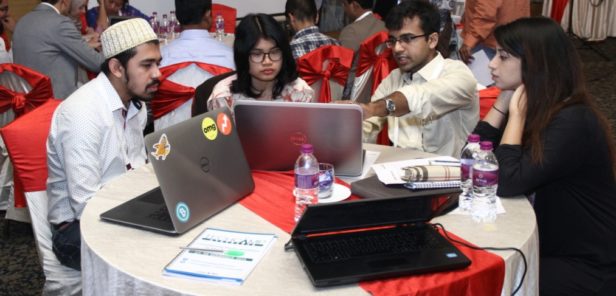 TechCamp participants sharing ideas during a session