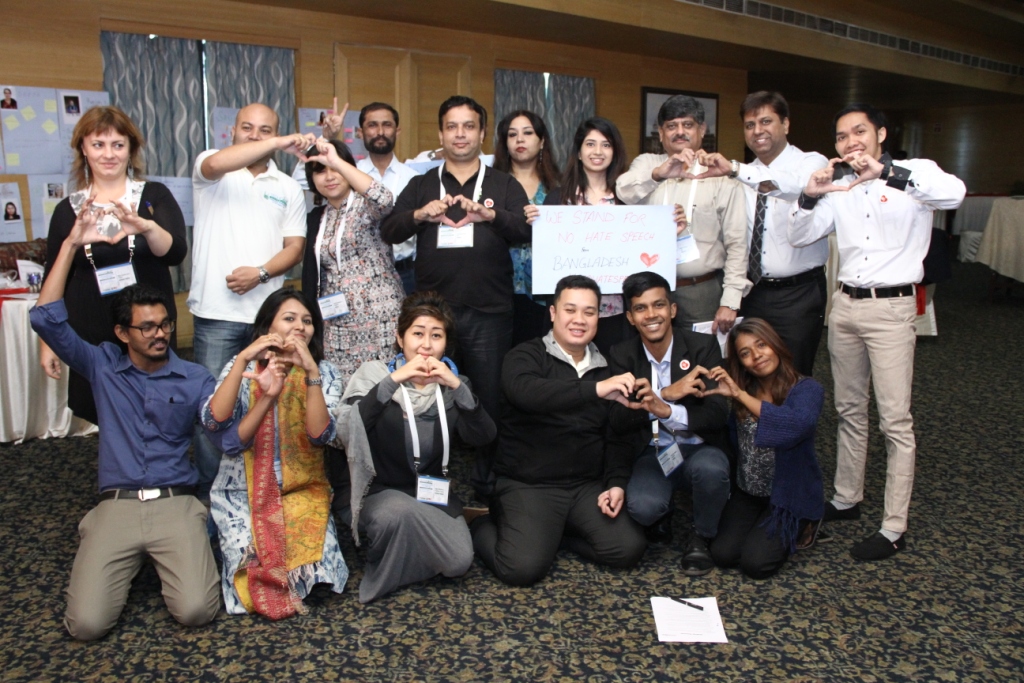 TechCamp Hyderabad participants from South and Southeast Asia after building out region-specific solutions to support the #NoHateSpeech Movement