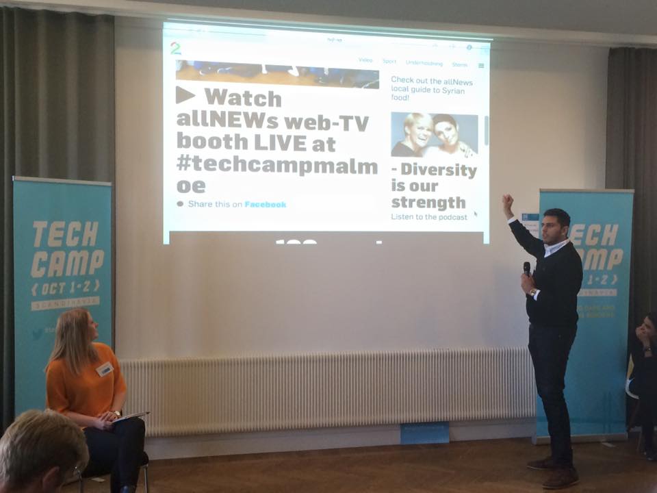 Participants present the idea behind 'allNEWs,' a media channel geared toward minorities in Scandinavia